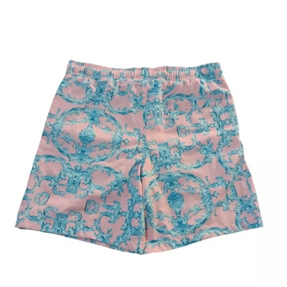 Surf Society Drawstring Lined Pink/Turq Geometric Swim Board SHORTS SIZE Large - Picture 2 of 2